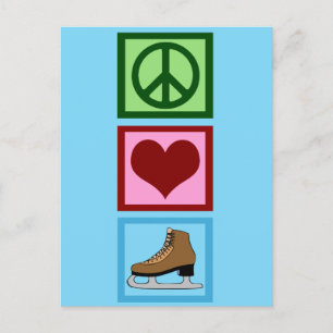 Carte Postale Peace Love Patinage sur glace