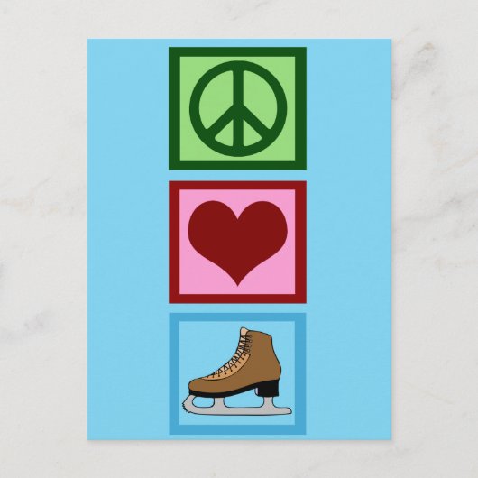 Carte Postale Peace Love Patinage sur glace (Devant)