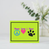 Carte Postale Peace Love & Paws (Debout devant)
