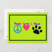 Carte Postale Peace Love & Paws (Devant / Derrière)