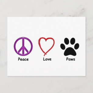 Carte Postale Peace Love Paws