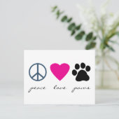 Carte Postale Peace Love Paws (Debout devant)