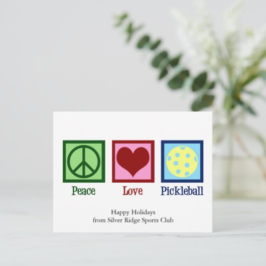 Carte Postale Peace Love Pickleball Cute Custom Holiday (Debout devant)