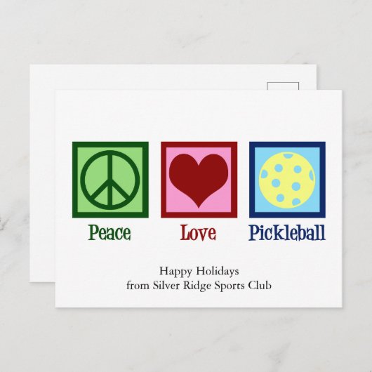 Carte Postale Peace Love Pickleball Cute Custom Holiday (Devant / Derrière)