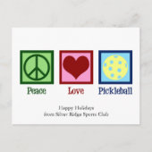 Carte Postale Peace Love Pickleball Cute Custom Holiday (Devant)