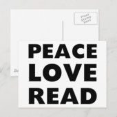 Carte Postale Peace Love Read (Devant / Derrière)