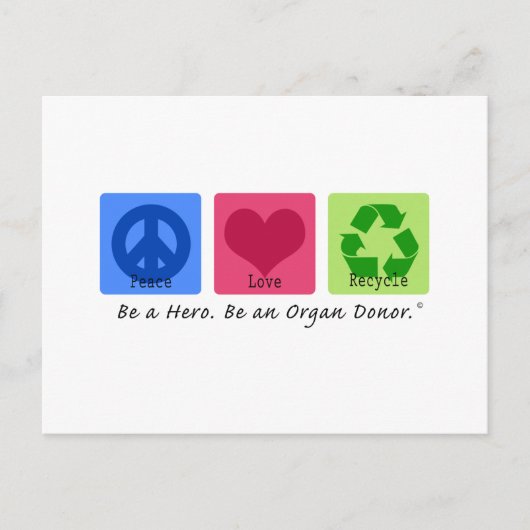Carte Postale Peace Love Recycle (Devant)