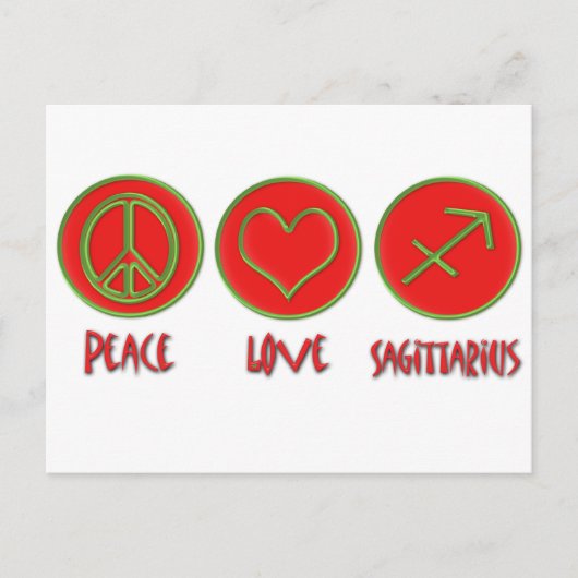 Carte Postale Peace Love Sagittarius (Devant)