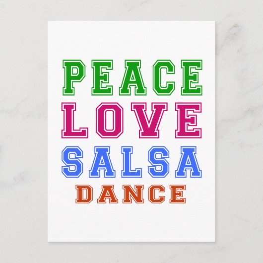 Carte Postale Peace Love Salsa Dance (Devant)
