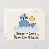 Carte Postale Peace Love Save The Whales Postcard (Devant / Derrière)