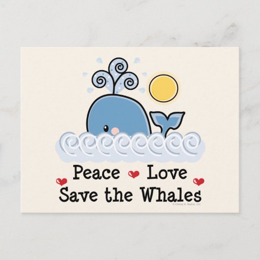 Carte Postale Peace Love Save The Whales Postcard (Devant)