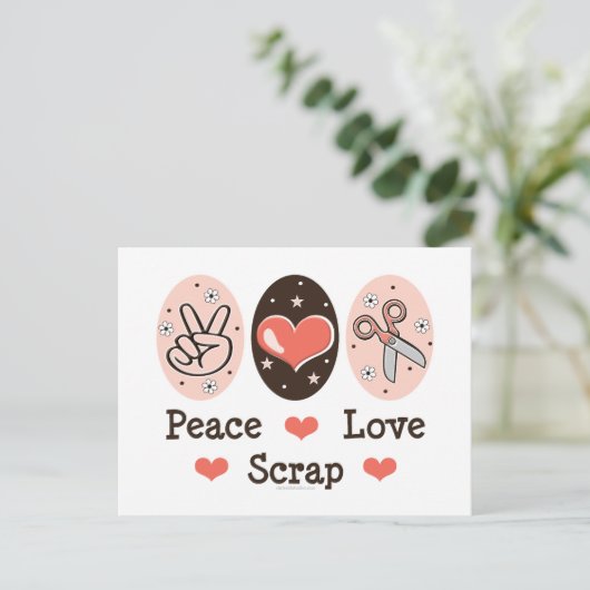 Carte Postale Peace Love Scrapbooking Postcard Papeterie (Debout devant)
