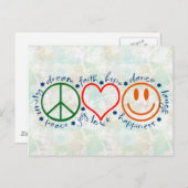 Carte Postale Peace Love Smile (Devant / Derrière)