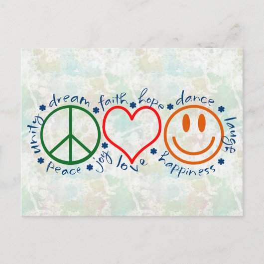 Carte Postale Peace Love Smile (Devant)