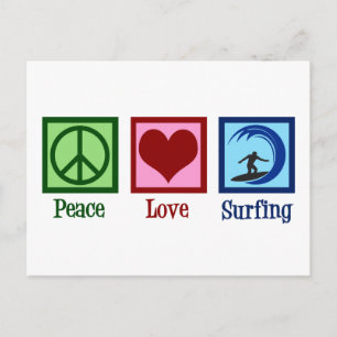 Carte Postale Peace Love Surfing