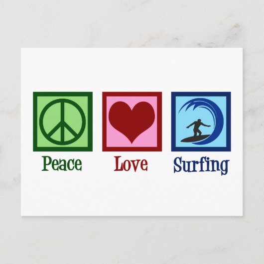 Carte Postale Peace Love Surfing (Devant)