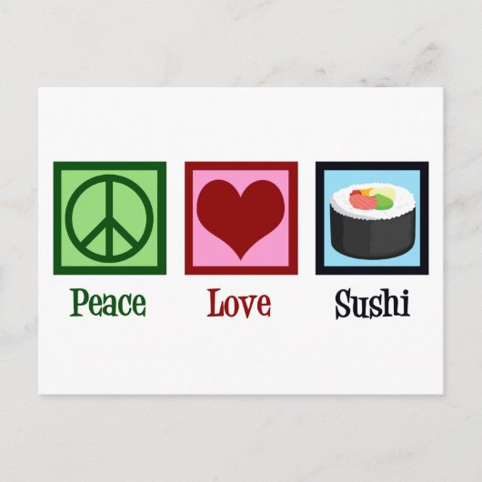 Carte Postale Peace Love Sushi (Devant)