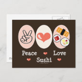 Carte postale Peace Love Sushi (Devant / Derrière)