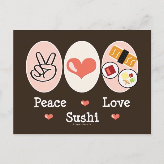 Carte postale Peace Love Sushi (Devant)
