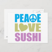 Carte Postale Peace Love Sushi (Devant / Derrière)