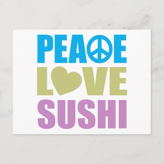 Carte Postale Peace Love Sushi (Devant)