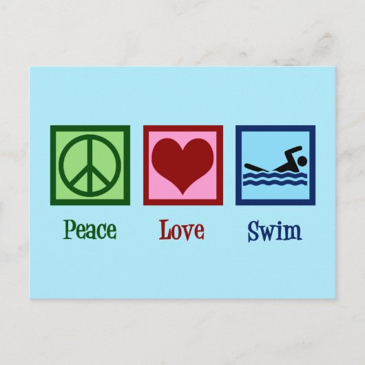 Carte Postale Peace Love Swim (Devant)