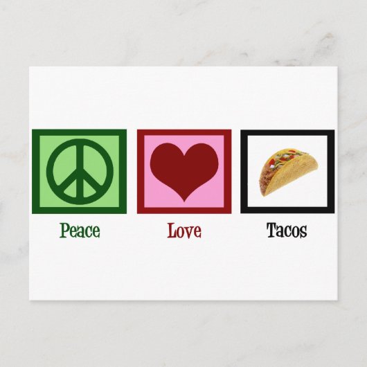 Carte Postale Peace Love Tacos (Devant)