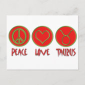 Carte Postale Peace Love Taurus (Devant)