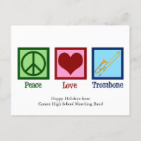 Peace Love Trombone Player Cute Custom