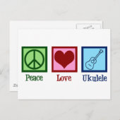 Carte Postale Peace Love Ukulele (Devant / Derrière)