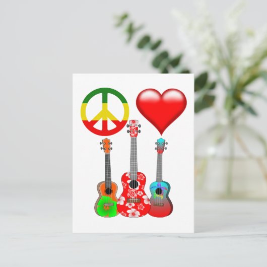 Carte Postale Peace Love Ukuleles (Debout devant)