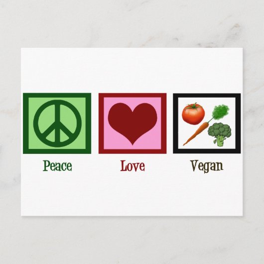 Carte Postale Peace Love Vegan (Devant)