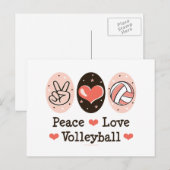 Carte postale Peace Love Volleyball (Devant / Derrière)