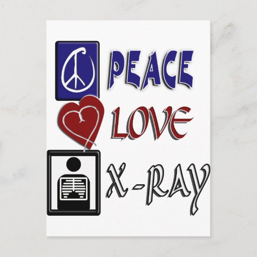 CARTE POSTALE PEACE LOVE XRAY (Devant)