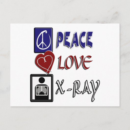 CARTE POSTALE PEACE LOVE XRAY (Devant)