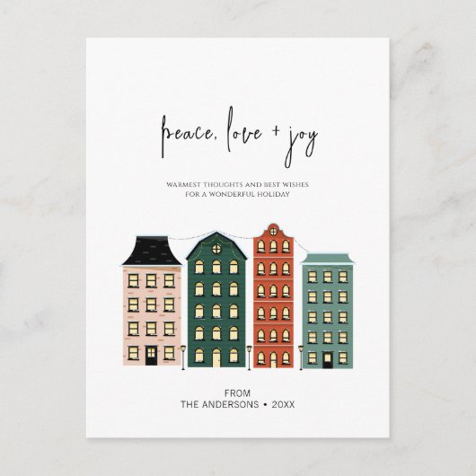 Carte Postale Peace moderne Amour & Joie Noël Ville de vacances (Devant)