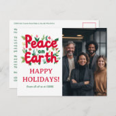 Carte Postale PEACE ON EARTH BUSINESS CUSTOM PHOTO Holiday (Devant / Derrière)