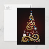 Carte Postale Peace on Earth citation avec l'or sapin de Noël (Devant / Derrière)