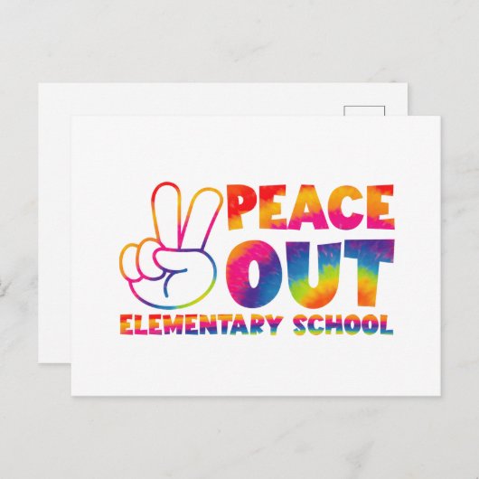 Carte Postale Peace Out Élémentaire École Tie Dye Dernier jour (Devant / Derrière)