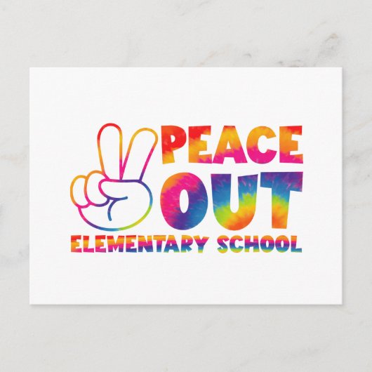 Carte Postale Peace Out Élémentaire École Tie Dye Dernier jour (Devant)