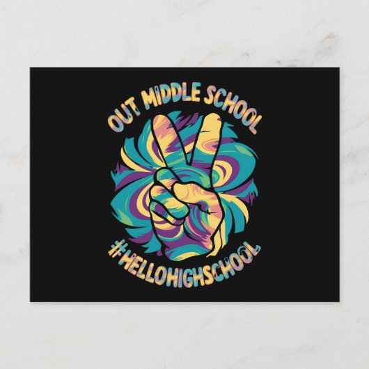 Carte Postale Peace Out Middle Hello Lycée Tie Dye (Devant)