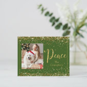 Carte Postale Peace Photo Gold Parties scintillant Script Holida (Debout devant)