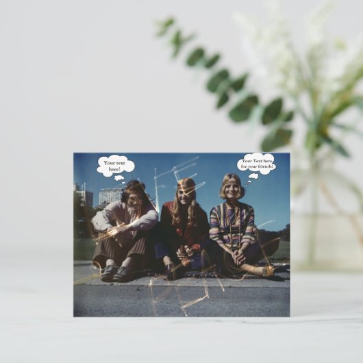 Carte Postale Peace Young Hippies Free Love 1960's Custom Text (Debout devant)