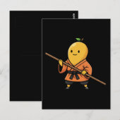 Carte Postale Peaceful Mango Shaolin Monk Warrior Staff  (Devant / Derrière)