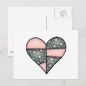 Carte Postale Peach-04 Coeur rembourré en pointillé (Devant / Derrière)
