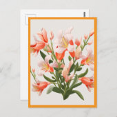 CARTE POSTALE PEACH COLORED FLOWERS #1 (Devant / Derrière)