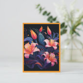 CARTE POSTALE PEACH  COLORED FLOWERS #2 (Debout devant)