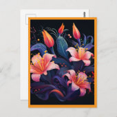 CARTE POSTALE PEACH  COLORED FLOWERS #2 (Devant / Derrière)