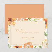 Carte Postale Peach Florals Romantic Garden Wedding Thank You (Devant / Derrière)