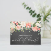 Carte Postale Peach Flowers Chalkboard Be My Maid of Honor (Debout devant)